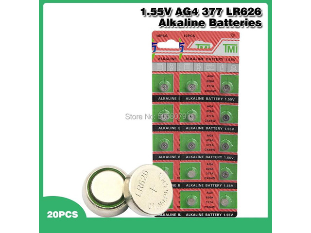20pcs 1.55V AG4 LR626 377 Button Batteries G4 SR626 177 Cell Coin Alkaline Battery 626A 377A CX66W For Watch Toys Remote