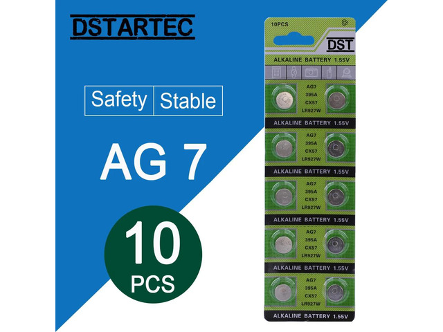 10pcs/card 30mAh 1.55V AG7 LR927 LR57 SR927W 399 GR927 395A AG 7 Battery Button 