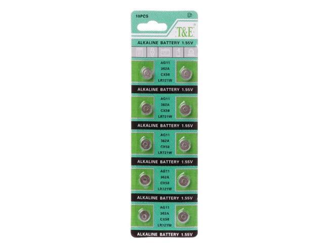 Alkaline Battery AG11 1.55V LR721 362 SR721 162 Button Coin Cell Watch Toys Batteries Control Remote 10PCS