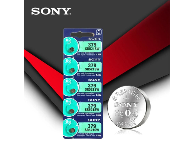 5PCS FOR SONY Watch Battery 1.55V 379 SR521SW D379 SR63 V379 AG0 Silver oxide Button Coin Cell Batteries MADE IN JAPAN