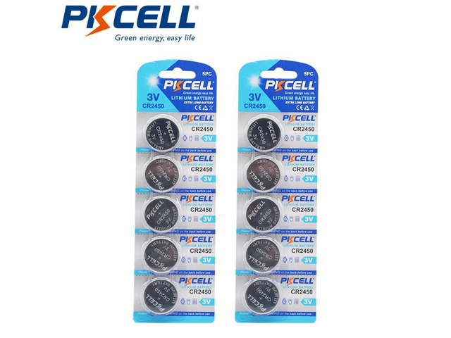 10Pcs PKCELL CR2450 3V CR 2450 DL2050 BR2450 Lithium Button Cell Battery For Remote Control LED tea light vibes Calculators Car