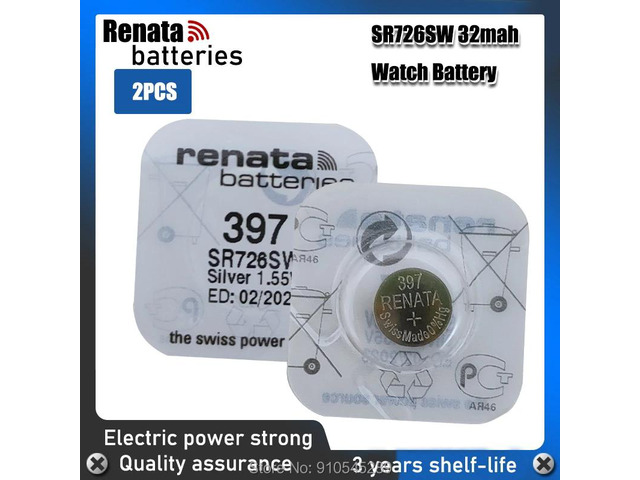 2PCS Renata Watch Battery 1.55V 397 SR726SW 726 Silver oxide Button Coin Cell Batteries MADE IN Swiss