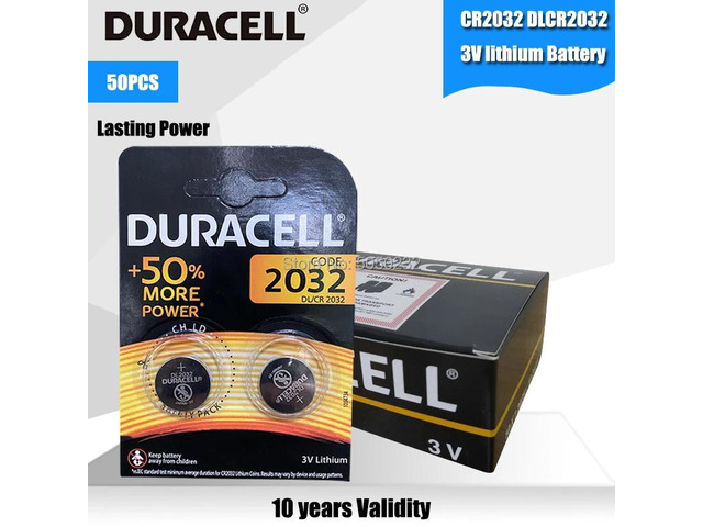 50PCS DURACELL CR2032 Button Cell Battery 3V Lithium Batteries for Watch Toys Computer Calculator Control DL/CR 2032