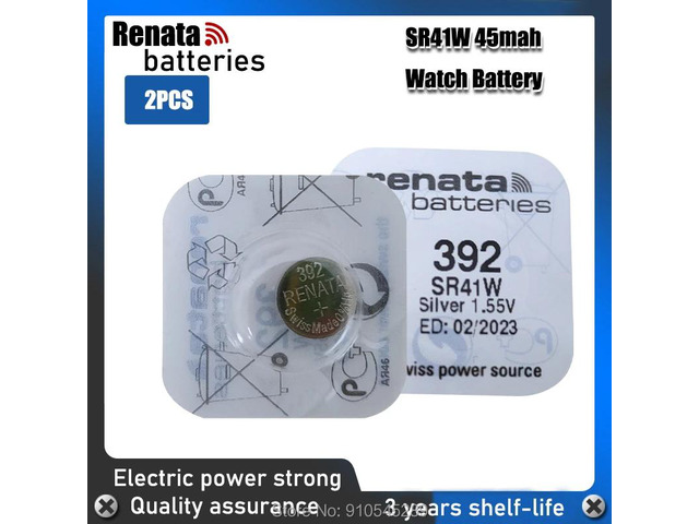 2PCS Renata Watch Battery 1.55V 392 SR41W Silver oxide Button Coin Cell Batteries MADE IN Swiss