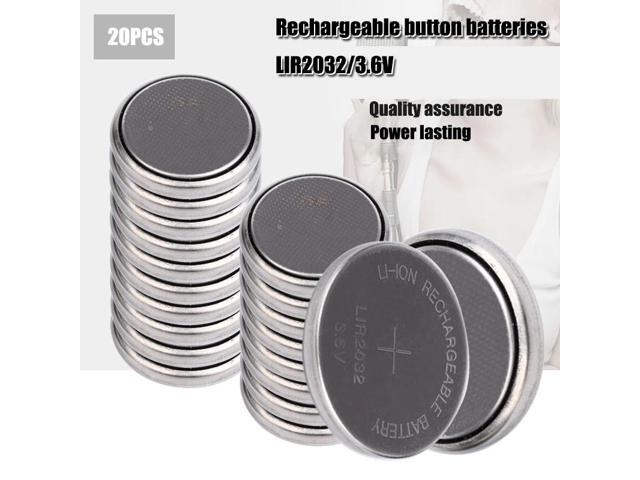 20PCS LIR2032 Li-ion Rechargeable Battery 3.6V Lithium Button Batteries for Watch Computer Replaces LIR 2032 CR2032/ML2032