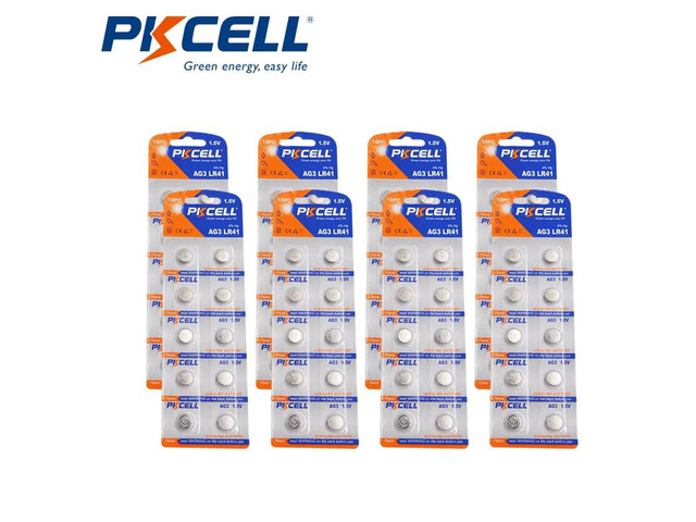 80Pcs/8card PKCELL AG3 1.5V 30mAh Button Batteries LR41 AG3 watch battery SR41W 392 192 192A LR736 for Watches Toy LED