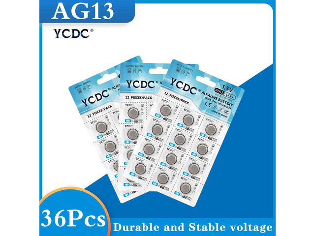 36Pcs AG 13 Button Battery 1.5V SR44SW L1154 RW82 RW42 LR44 357 AG13 Coin Cell Batteries for Watch Calculator toys