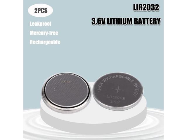 2PCS Rechargeable Battery LIR2032 3.6V Lithium Button Coin Cell Batteries Watch Cells LIR 2032 Replaces CR2032/ML2032