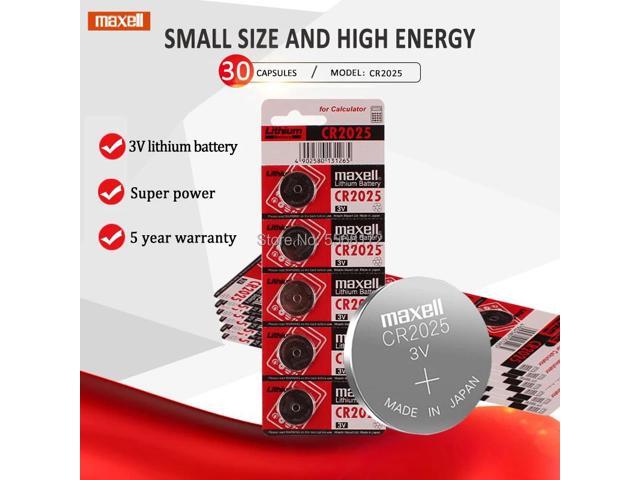 cr 2025 3V Lithium Coin Battery 30PCS/LOT For maxell cr2025 Button Cell Batteries For Main Board Remote Control Toy