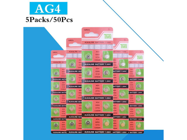 50PCS/ 5 Pack AG4 LR626 377A Button Batteries SR626 LR66 177 Cell Coin Alkaline Battery 1.55V CX66W For Watch Toys Remote