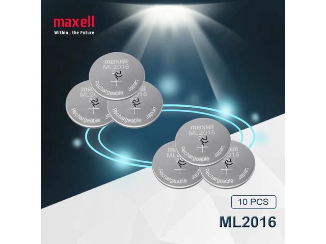 10pc Maxell ML2016 ML 2016 3v Li-Ion Lithium Ion Rechargeable Coin Cell Button CMOS RTC Battery Batteries