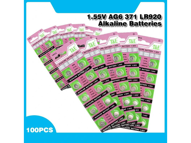 100pcs Alkaline Cell Coin Battery 1.55V AG6 LR920 Button Batteries 371A CX69 LR9
