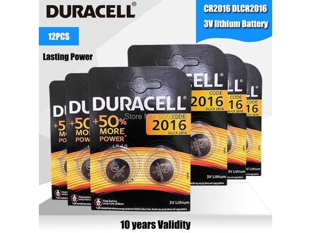 12PCS for DURACELL CR2016 Button Cell Battery 3V Lithium Batteries for Watch Toy Computer Calculator Control DLCR 2016