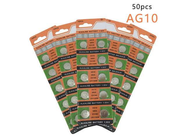 Centechia Good Sale 50 Pieces Watch Battery 10 Pcs 1.55V AG10 LR54 LR1130 L1131 389 189 Alkaline Batteries Button Cell Coin