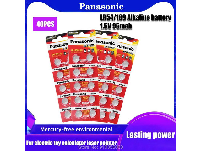 40pcs 1.55V AG10 Button Battery LR1130 389 SR1130 189 LR54 Cell Coin Alkaline Ba