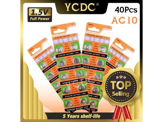 40PCS 1.55V AG10 LR1130 Alkaline Cell Coin Battery AG 10 SR54 189 389 SR1130 L1131 G10A Button Batteries For Watches Toys