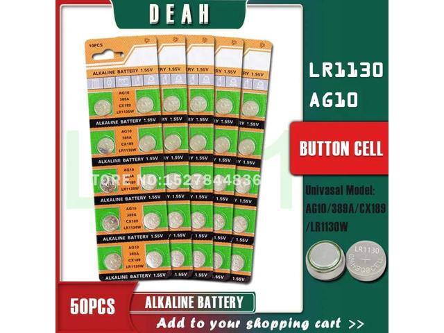 50PCS DEAH 1.55V AG10 LR1130 Alkaline Cell Coin Battery AG 10 SR54 189 389 SR1130 L1131 G10A Button Batteries For Watches Toys