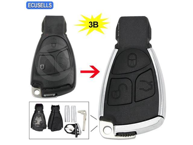 3 Button Silver Side Modified Folding Remote Key Shell Case Flip Key Housing Cover for Mercedes-Benz CLS C E S + Battery Holder