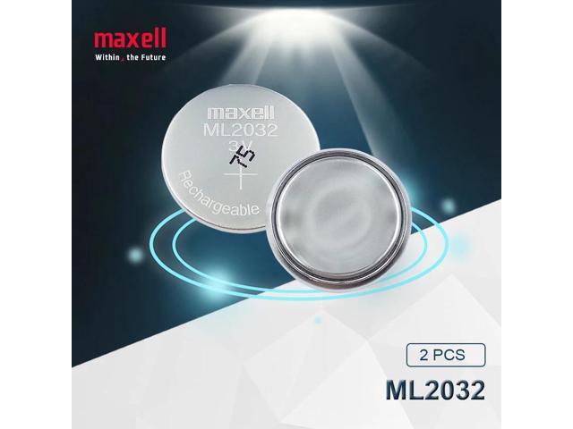 2pc Maxell ML2032 3V Rechargeable lithium battery button cell button batteries (ML2032)