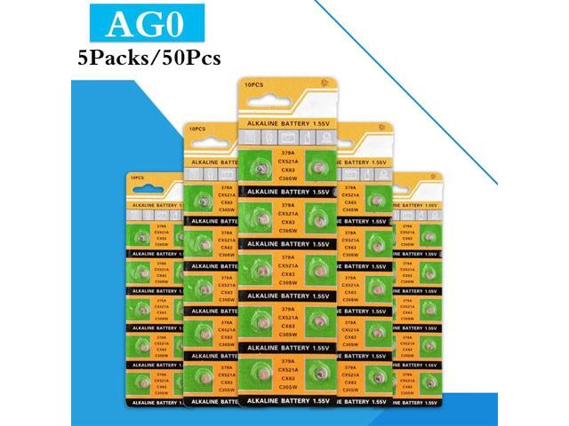 50PCS/5 Pack AG0 LR69 LR521 Button Batteries SR521 LR63 379A Cell Coin Alkaline Battery 1.55V 379 SR63 For Watch Toys Remote