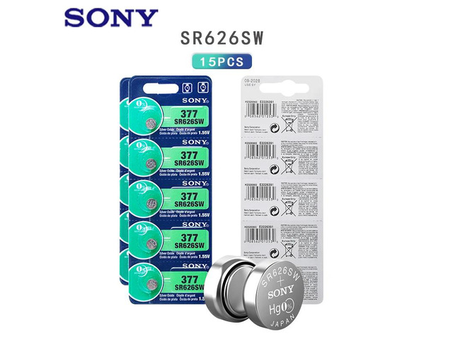 15pcs 1.55V 377 377A SR626SW SR626 AG4 LR626 SR66 AG 4 Button Coin Cell For Watc