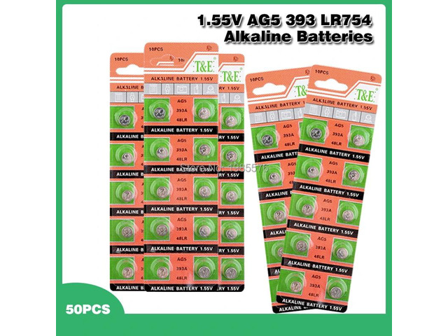 50pcs AG5 Alkaline Bateria Coin Cells D309 D393 G5 LR48 LR754 RW28 G5A L754 SR48