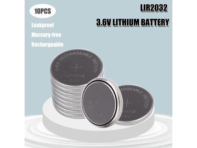 ! 10pcs/lot LIR2032 3.6V Li-on Rechargeable Button Coin Cell Battery Can Replace CR2032 for watches