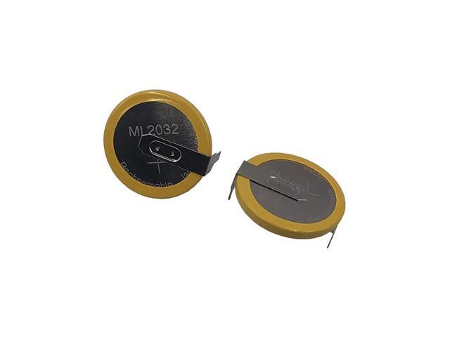 Rechargeable Battery ML2032 with 2 Pins Horizontal 180 Degrees Legs 3V Lithium Coin Cell Button Batteries ML 2032 Replace CR2032
