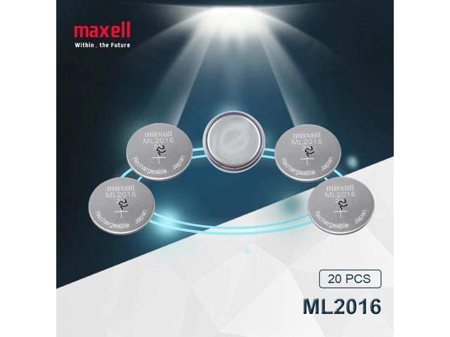 20pc Maxell ML2016 ML 2016 3v Li-Ion Lithium Ion Rechargeable Coin Cell Button CMOS RTC Battery Batteries