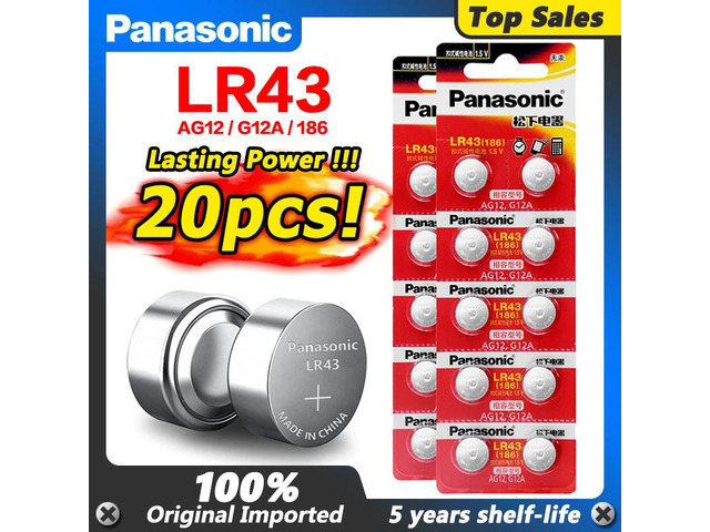 20Pcs AG12 AG 12 Battery LR1144 LR43 LR 43 Coin Button Cells 1.5V Alkaline For W