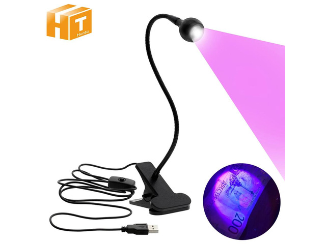 USB Led Desk Light Mini Clip-On Flexible Bright Led UV Lamp Adjustable Glue Nail Dryer Cash Medical Product Detector with Switch