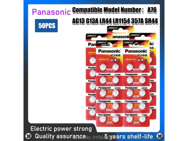 50pcs AG13 Coin Cell Battery AG 13 1.5V LR44 357 357A S76E G13 Alkaline Button B