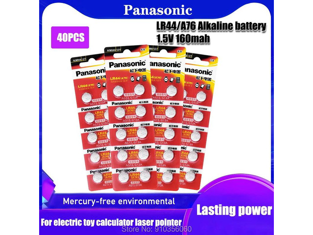 40pcs AG13 LR44 LR1154 SR44 A76 357A 303 357 LR44W Battery Button Coin Cell 1.55V Alkaline For Watches Toys