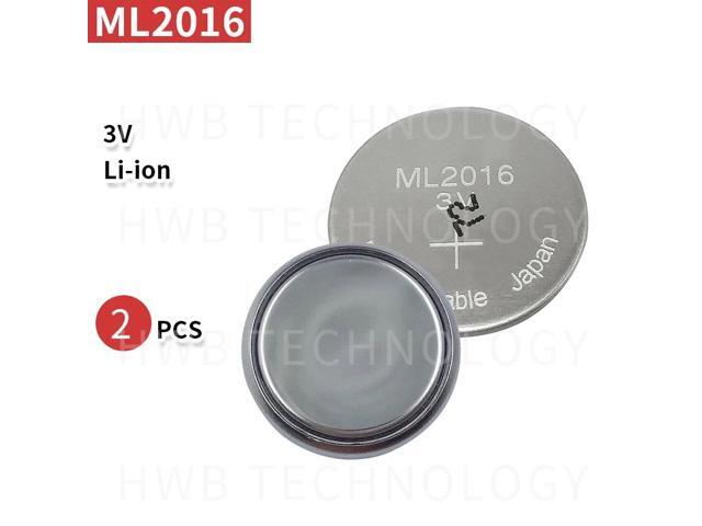 2pcs/lot ML2016 ML 2016 3v Li-Ion Lithium Ion Rechargeable Coin Cell Button CMOS RTC Battery Batteries