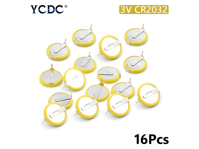 16X 3v cr2032 button battery coin cell with 2 mounting pins/tabs single use Sold