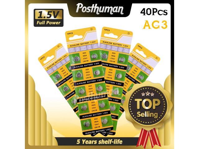 POSTHUMAN 40pcs AG3 1.55V Alkaline Button Batteries For Watches Toys AG 3 384 392 SR41W SR41 L736 Button Battery Coin Cell