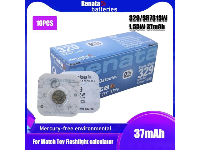 10pack Renata LONG LASTING 329 SR731SW D329 V329 Watch Battery Button Coin Cell Batteries Swiss Made