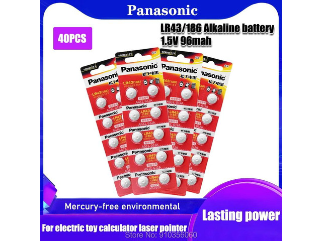 40PCS Alkaline Battery AG13 1.5V LR43 Button Coin Cell Watch Toys Batteries Cont