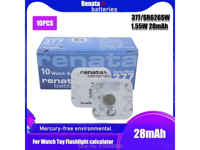 10Pcs RETAIL Brand Renata LONG LASTING 377 SR626SW SR626 V377 AG4 Watch Battery Button Coin Cell Swiss Made 100%Original