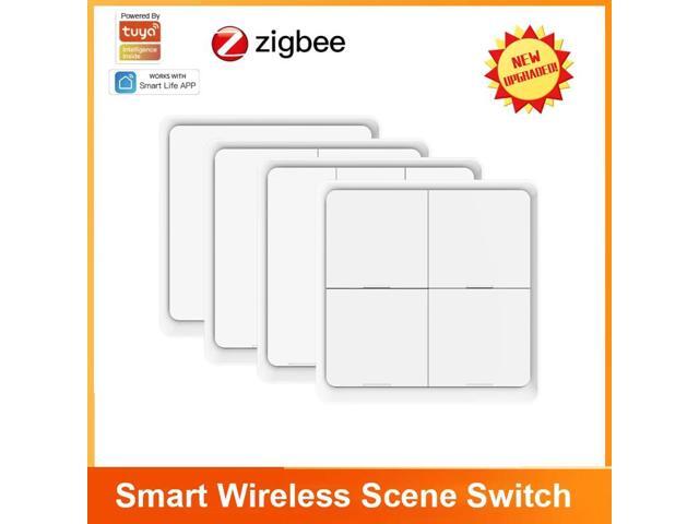 Tuya ZigBee 4 Gang Wireless 12 Scene Switch Push Button Controller Battery Powered Automation Switch Smart Home Switch
