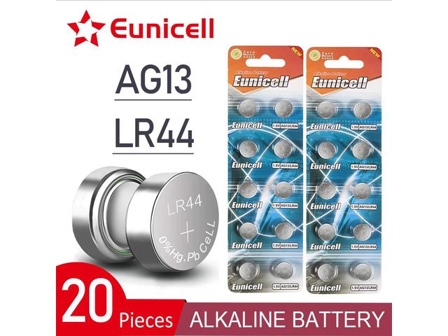 EUNICELL 20pcs 2020 155mAh 1.5V AG13 LR44 Watch Clock Toys Button Batteries Pilas GP76 L1154 LR1154 SR1154 SR44 SR44SW SR44W