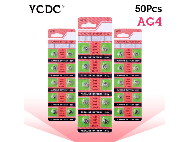 50PCS Watch Coin Battery AG4 377A 377 LR626 SR626SW SR66 LR66 Button Cell Batter