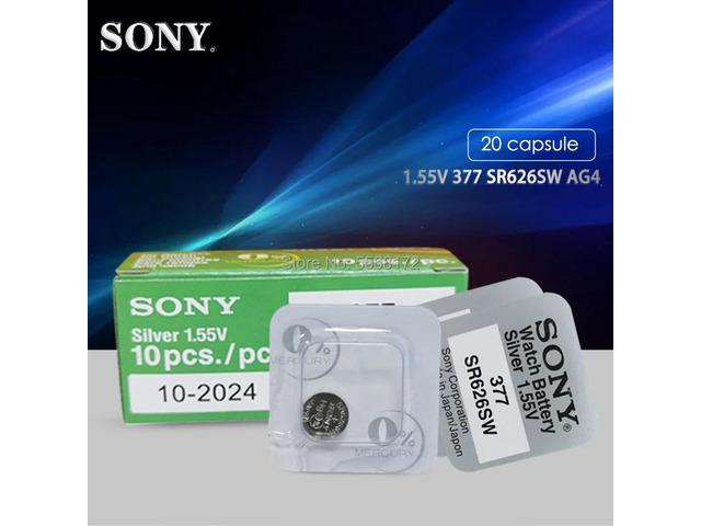 20PCS FOR SONY Watch Battery 1.55V AG4 377A 377 LR626 SR626SW SR66 Button Cell B