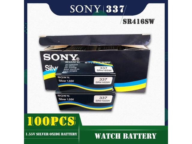 100PCS/lot For SONY 337 SR416SW 1.55V Silver Oxide Button Cell Battery LR416 337A AG6 for Watch Single grain packing