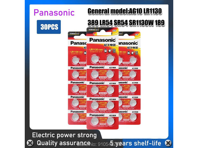 30pcs AG10 LR1130 1130 SR1130 389A LR54 L1131 1.55V Button Battery MP3 Players,T