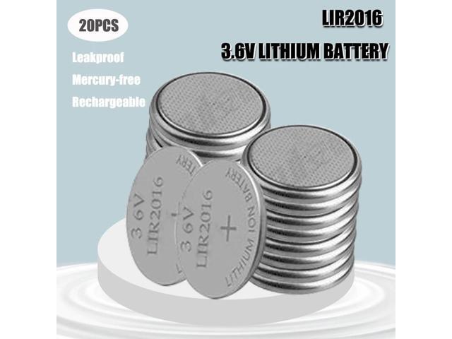! 20pcs/lot LIR2016 3.6V Li-on Rechargeable Button Coin Cell Battery Can Replace CR2016 for watches