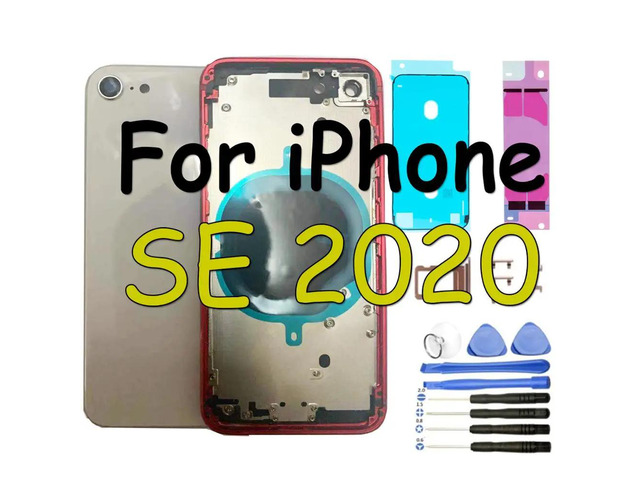 Back Housing for IPhone SE 2020 Battery Door Cover Case Middle Frame With Glass Replacement Black White Red + Buttons