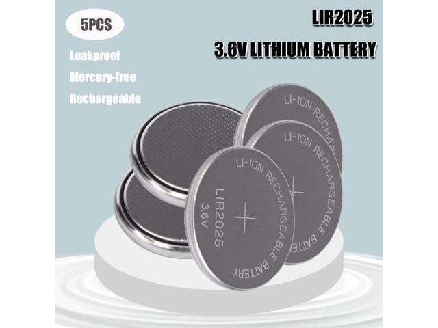 5PCS Rechargeable Battery LIR2025 3.6V Lithium Button Built-in Coin Cell Batteries Watch Cells LIR 2025 Replaces CR2025