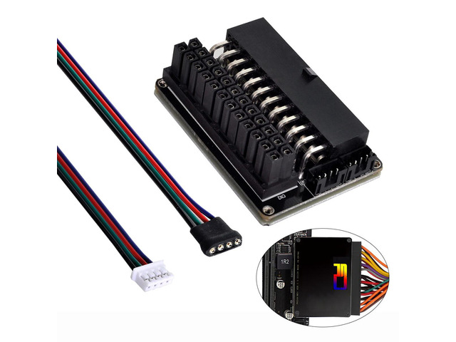 Siwai ATX 24Pin Female to 24pin Male 90 Degree Power Adapter Mainboard Motherboard With RGB Led for Desktops PC Supply