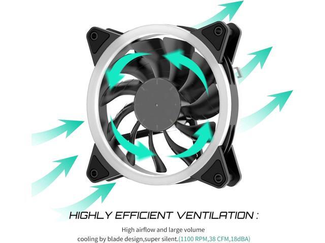 upHere 120mm RGB Case Fan Fan,Quiet Edition High Airflow LED Case Fan for PC Cases-3 Pack,RGB123-3